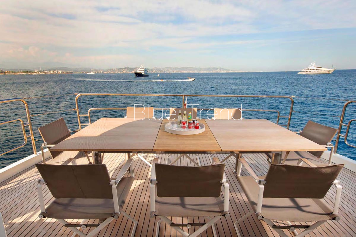 charter yacht Esmeralda of the Seas top deck dining charter yacht Esmeralda of the Seas top deck dining