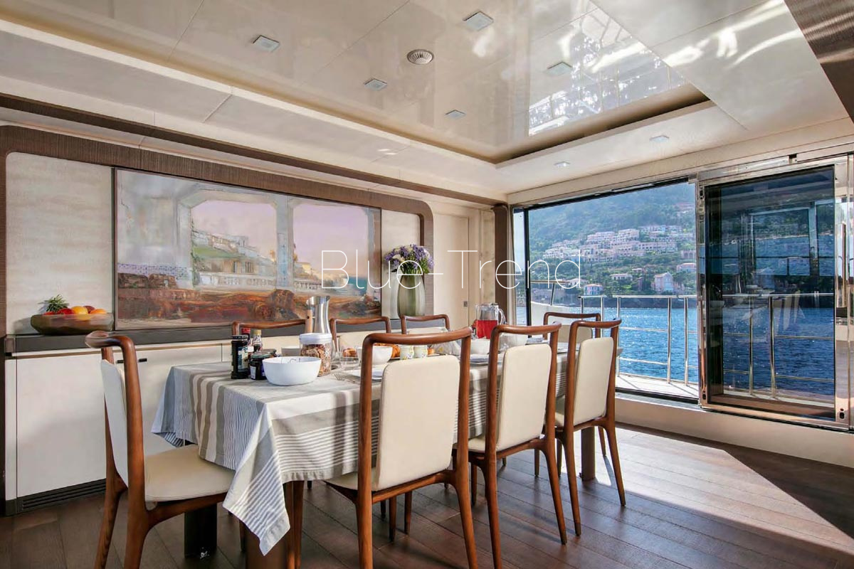 charter yacht Esmeralda of the Seas Brochure formal dining balcony charter yacht Esmeralda of the Seas Brochure formal dining balcony