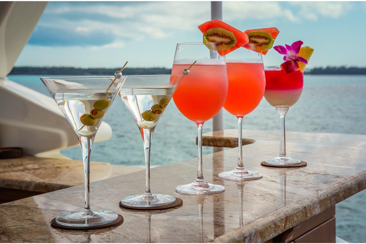 Welcome drinks on a yacht Welcome drinks on a yacht