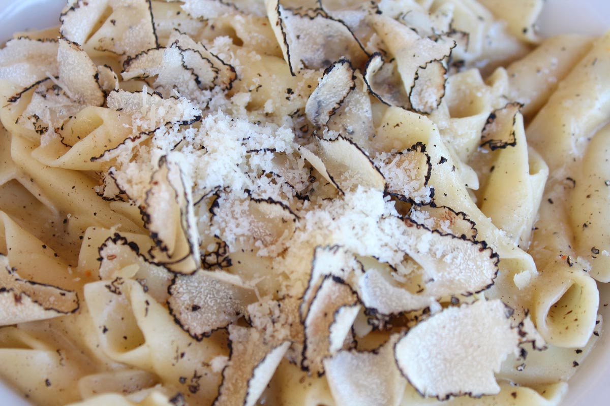 Istria hand-made pasta with truffles and parmesan cheese Istria hand-made pasta with truffles and parmesan cheese