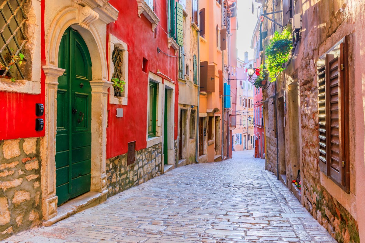 Rovinj Istria croatia old tow stone paved street Rovinj Istria croatia old tow stone paved street