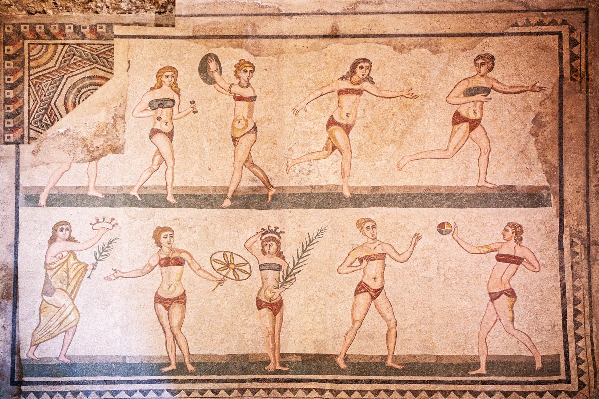 The Bikini Girls Roman Mosaic The Bikini Girls Roman Mosaic