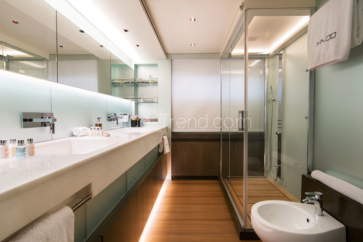charter yacht MADO Master ensuite bathroom charter yacht MADO Master ensuite bathroom