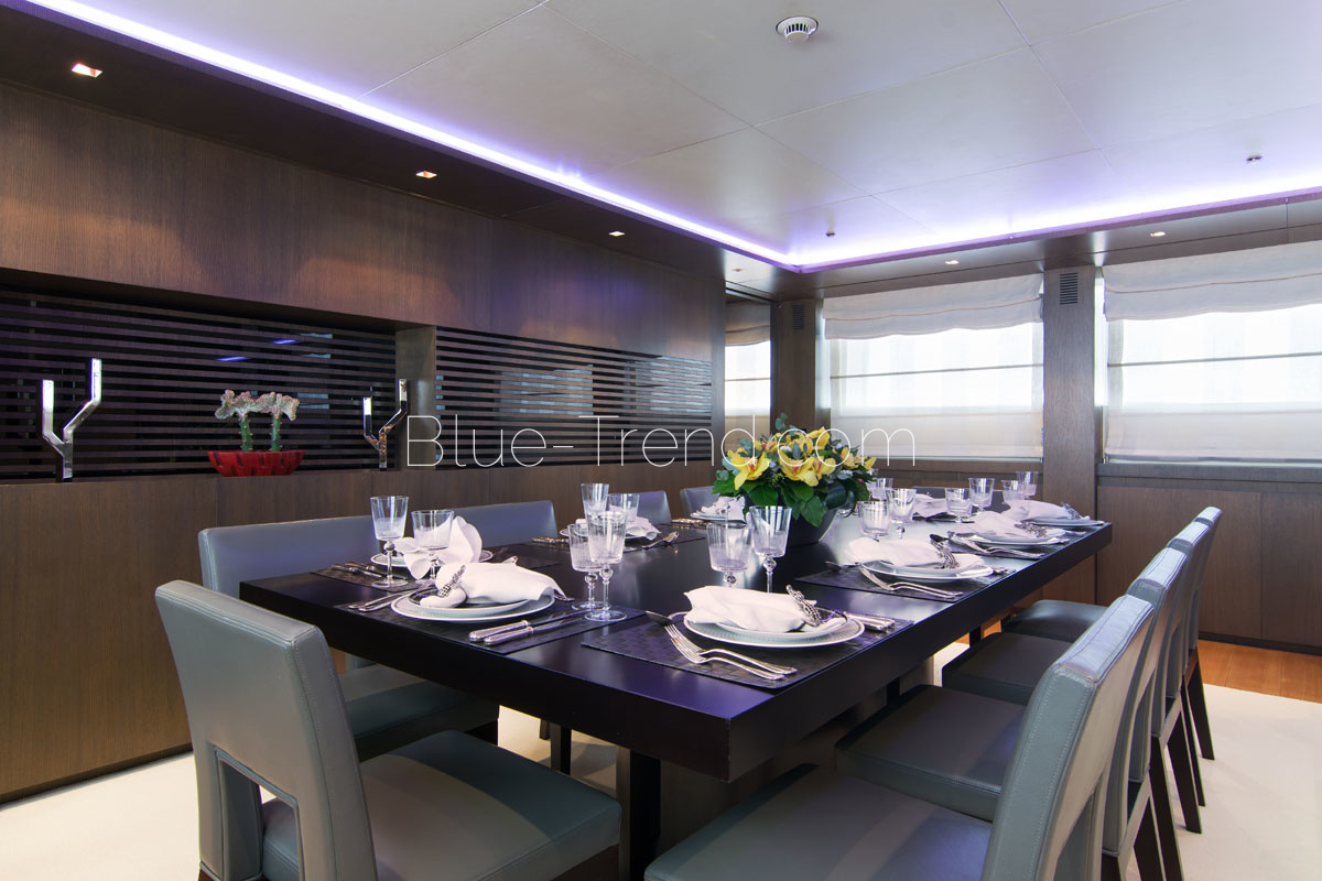 charter yacht MADO formal dining charter yacht MADO formal dining