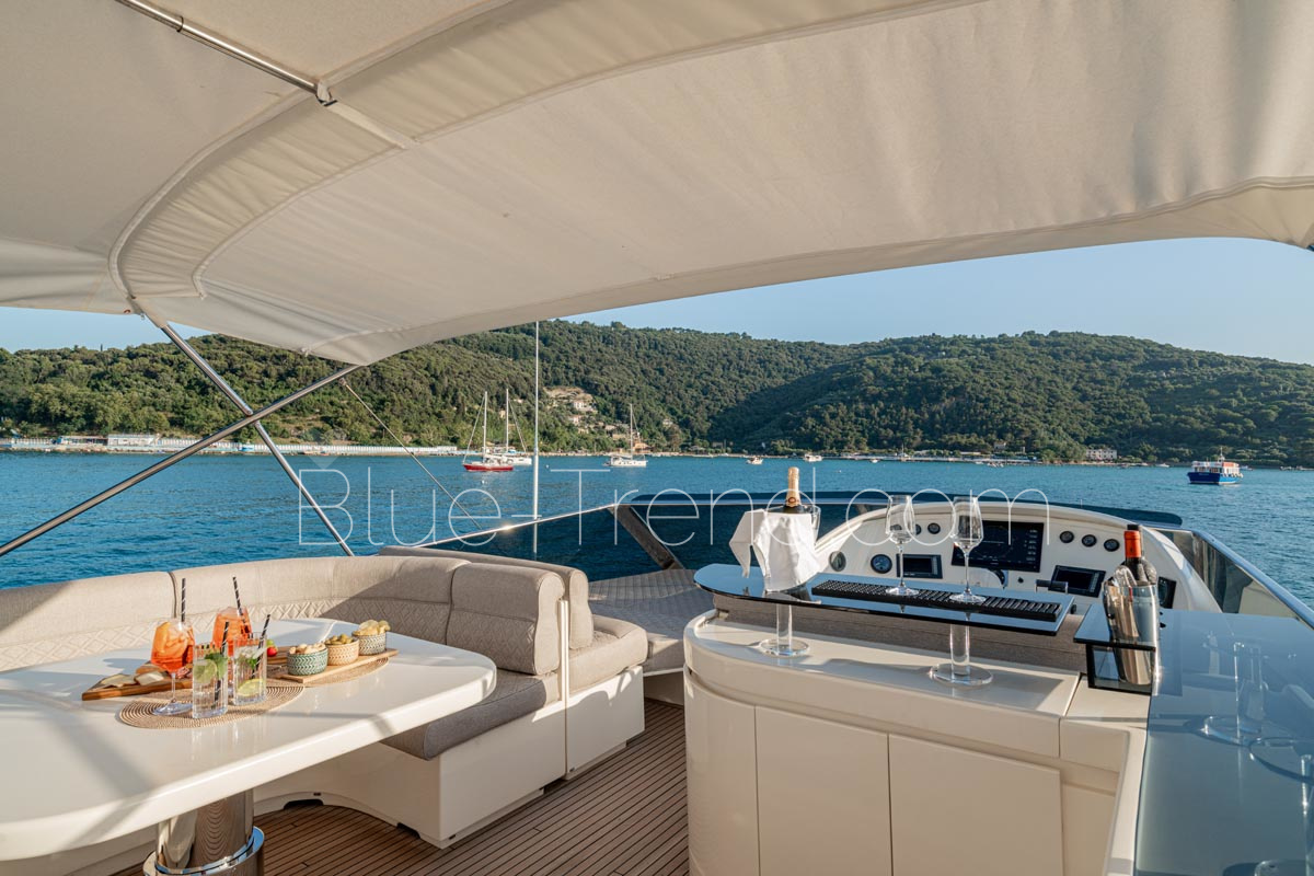 charter yacht ROCK MOON sundeck dining charter yacht ROCK MOON sundeck dining