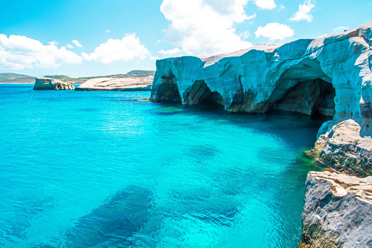The white rocks of Milos island, Greece Aegean Sea