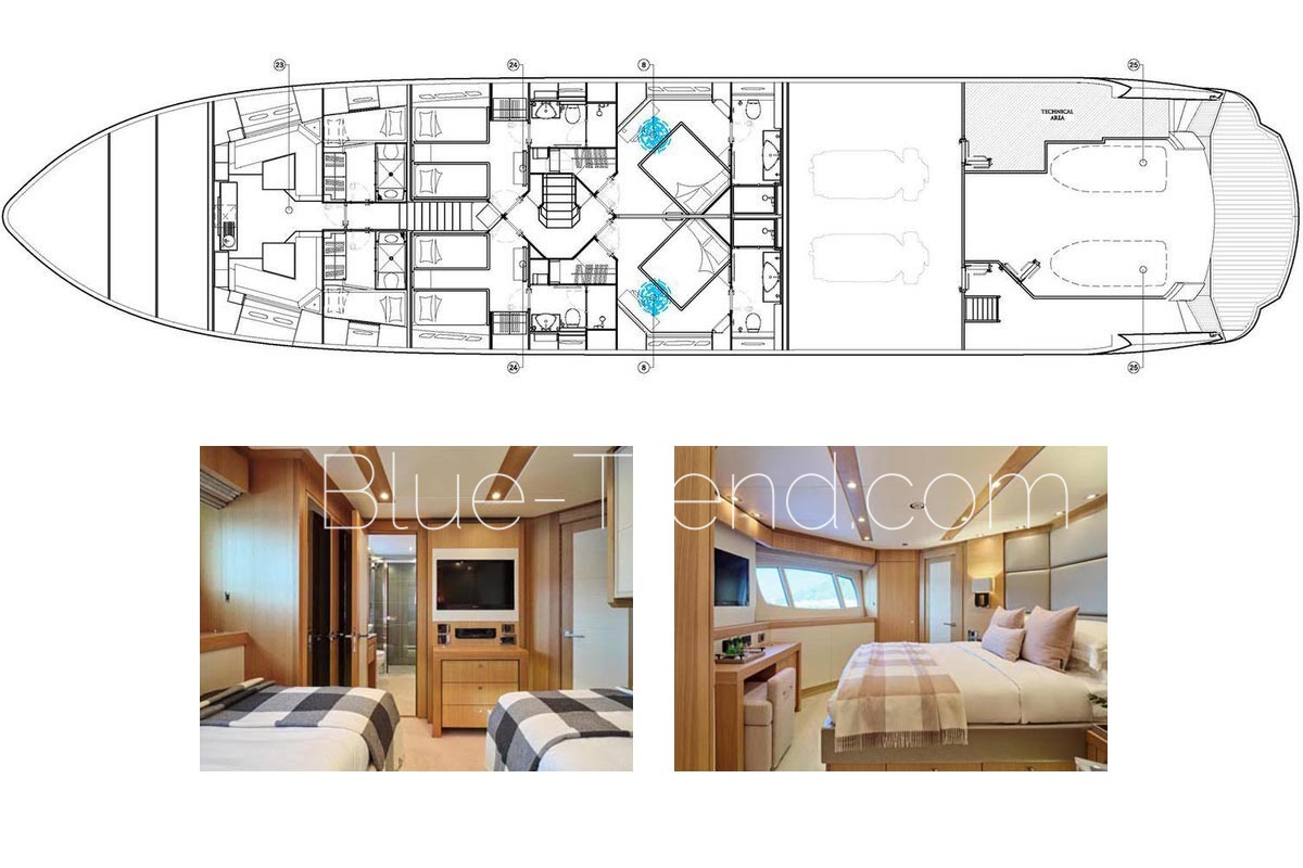Sunseeker 35m MAKANI II lower deck layout Sunseeker 35m MAKANI II lower deck layout