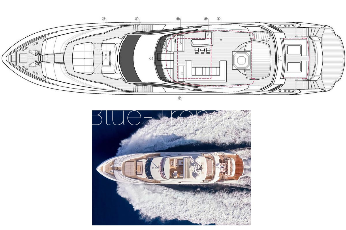 Sunseeker 35m MAKANI II sundeck layout Sunseeker 35m MAKANI II sundeck layout