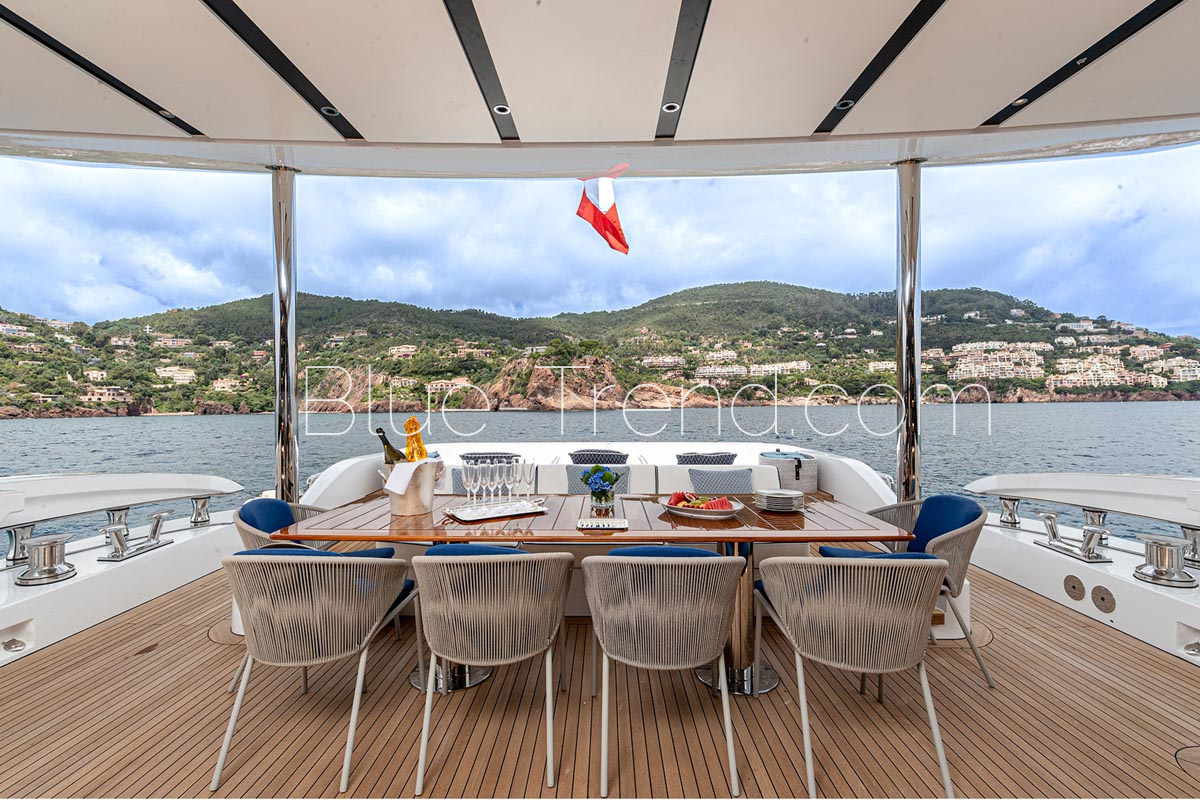 charter yacht LAFAYETTE aft deck dining charter yacht LAFAYETTE aft deck dining