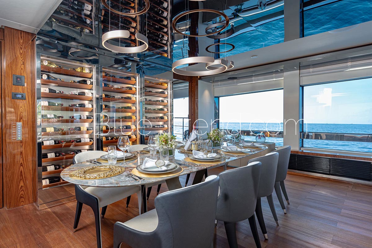 charter yacht LAFAYETTE formal dining charter yacht LAFAYETTE formal dining
