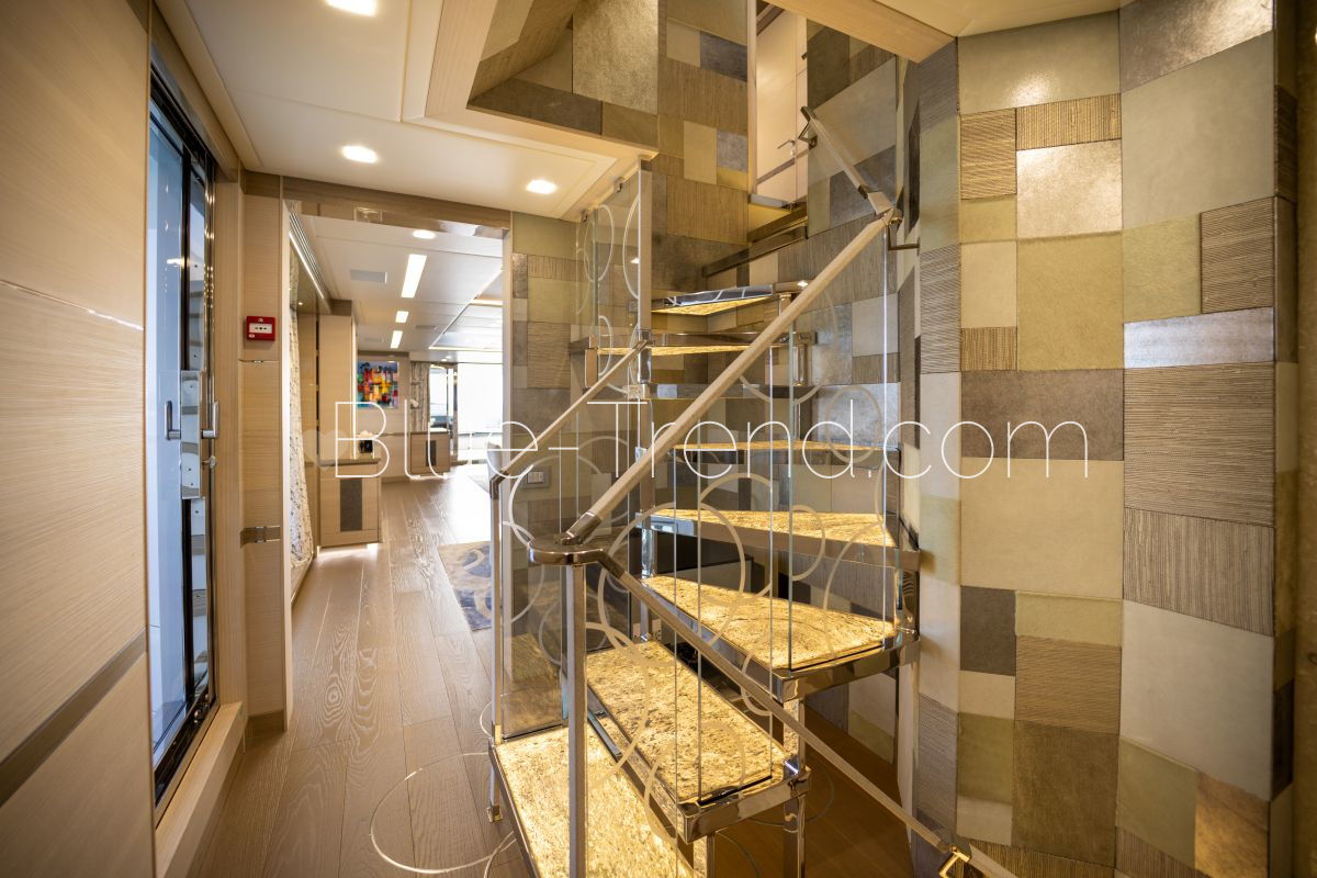 Benetti Fast 135 CHARADE stairs to upper salon Benetti 125 Fast CHARADE stairs to upper salon