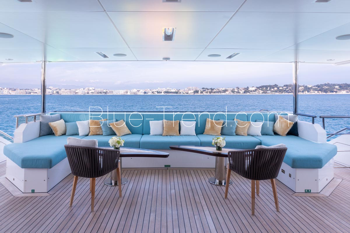 charter yacht CHARADE aft deck lounge charter yacht CHARADE aft deck lounge