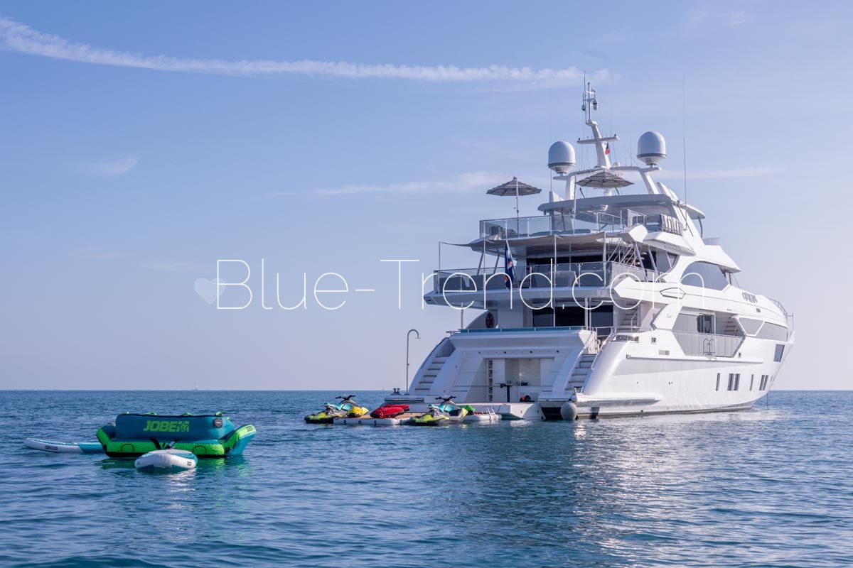 charter yacht CHARADE at anchor with toys charter yacht CHARADE at anchor with toys
