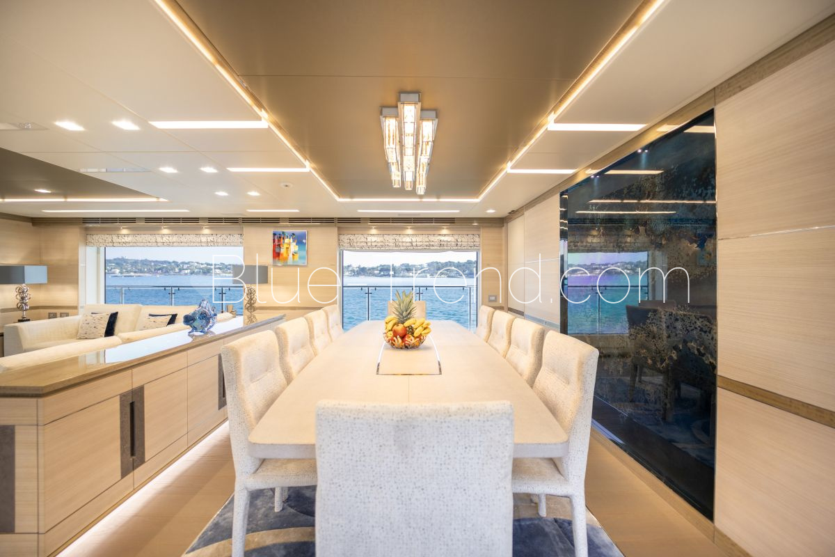 charter yacht CHARADE formal dining charter yacht CHARADE formal dining