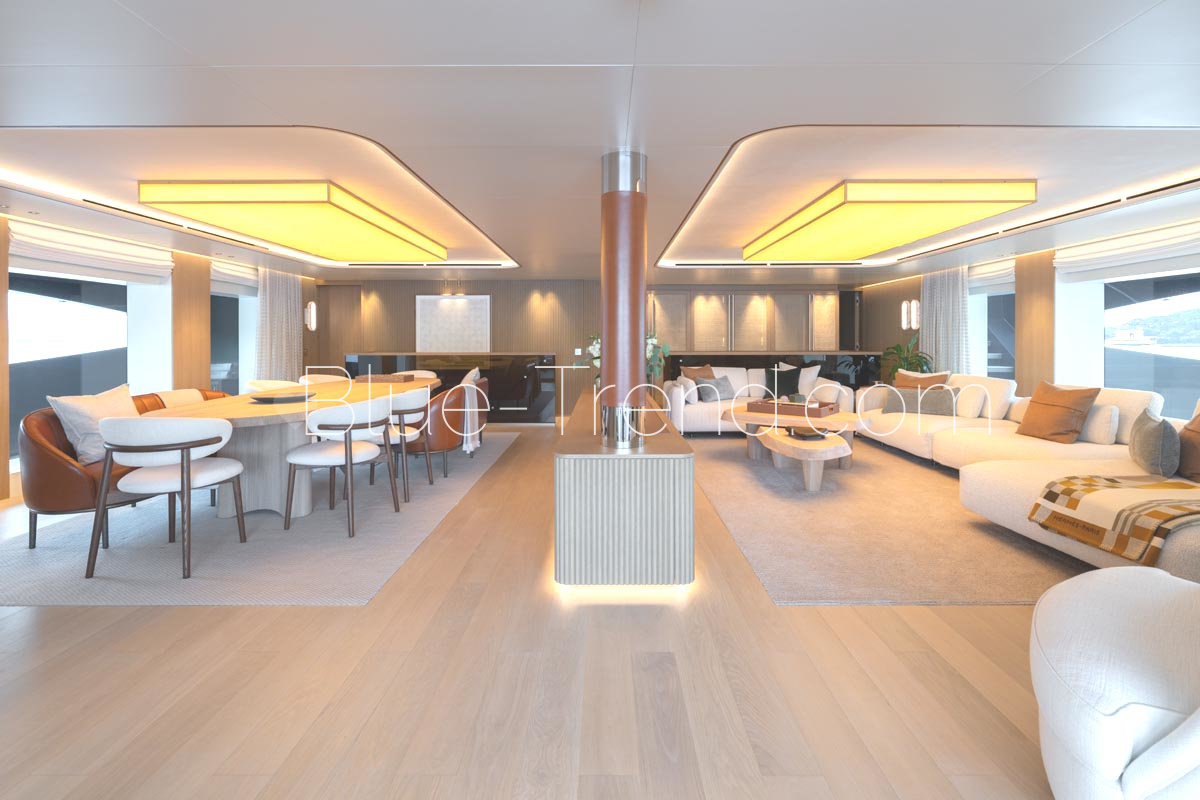 140 ft catamaran SEAWOLF X salon and dining salon 140 ft catamaran SEAWOLF X salon and dining salon