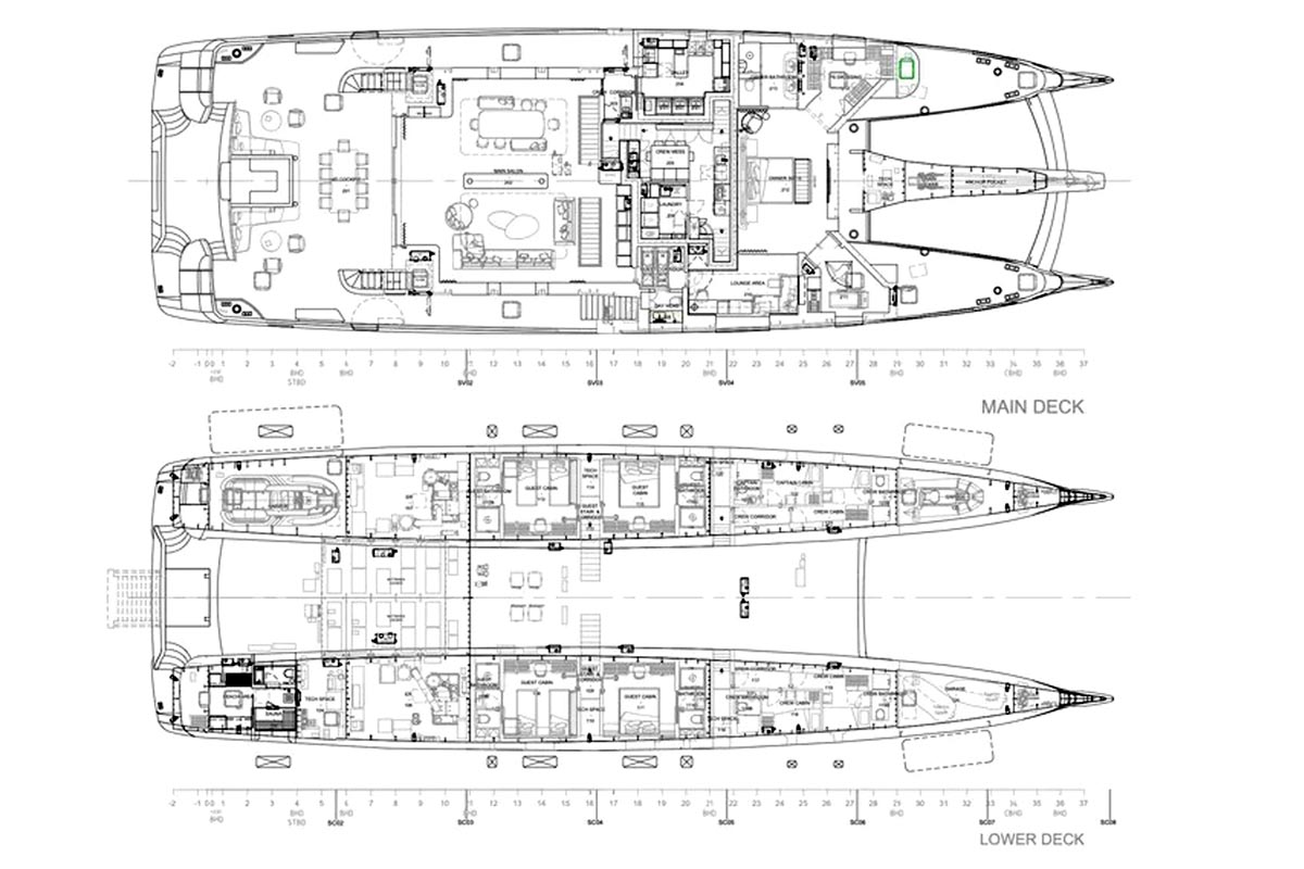 SEAWOLF X main and lower deck layout plan SEAWOLF X main and lower deck layout plan