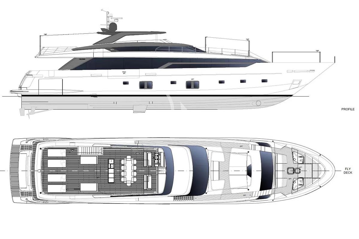 Sanlorenzo 120 A Vauban sundeck layout plan Sanlorenzo 120 A Vauban sundeck layout plan