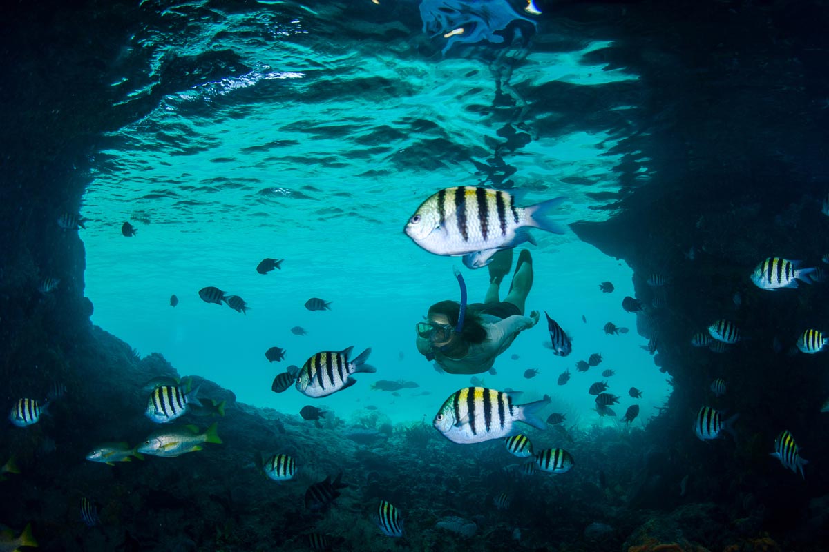 Thunderball grotto near Staniel Cay - Bahamas